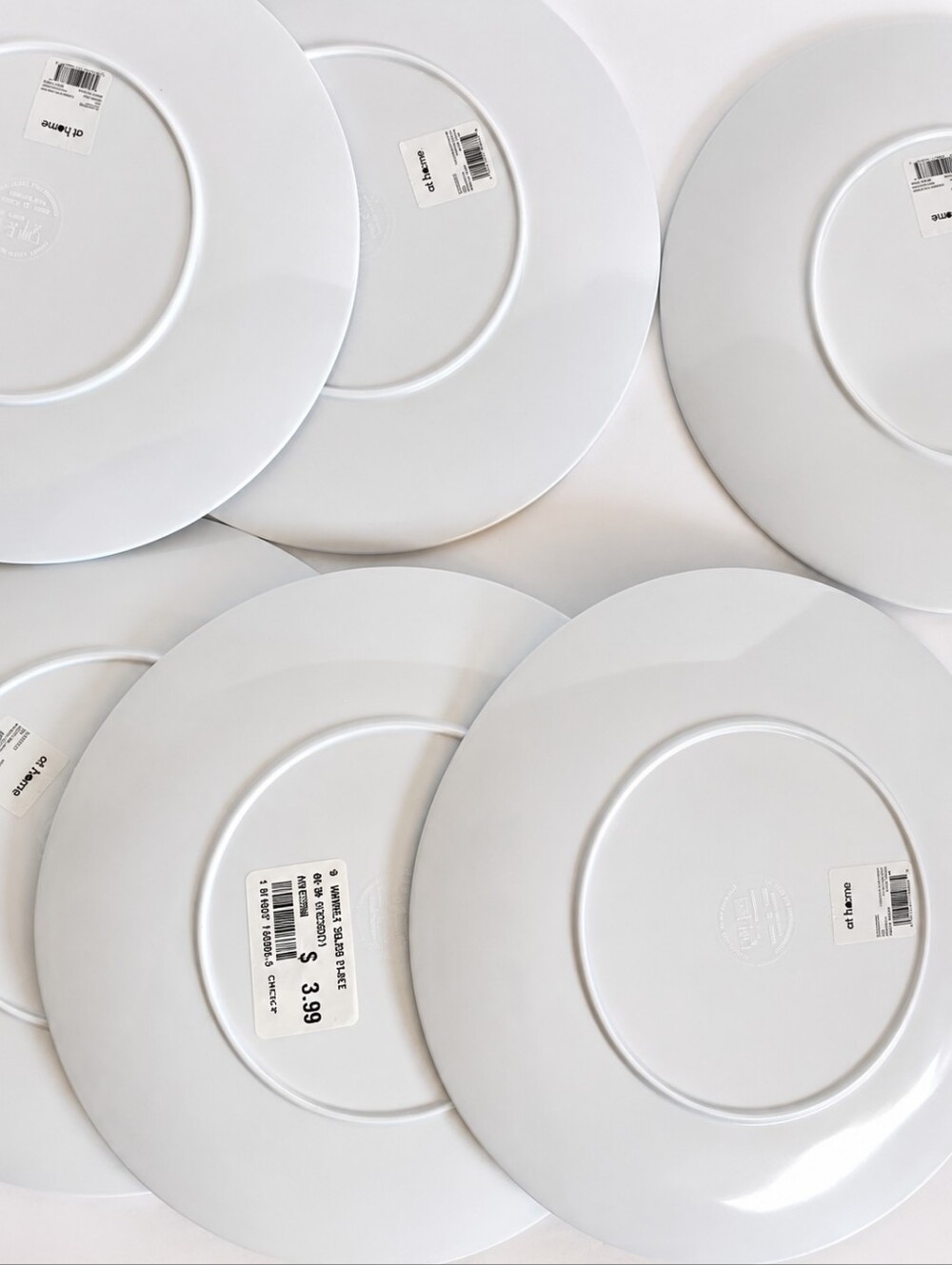 NWT 6 Elegant Marble Durable Salad Plates Round White Grey Faux Stone Sz 9" - Picture 5 of 6